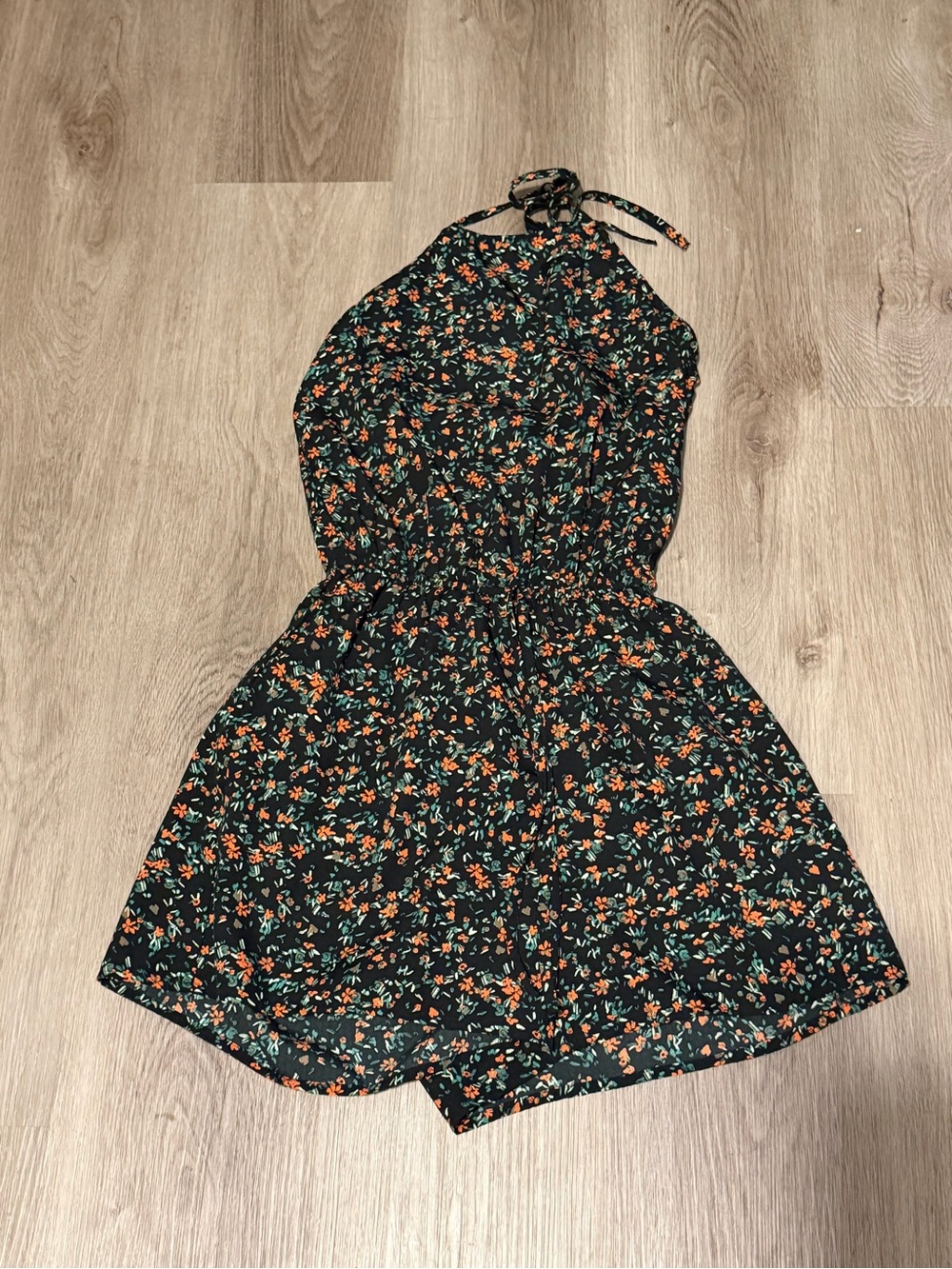 Arizona Jean Company Black Floral Halter Romper